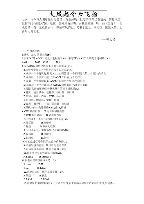 0Nsjcoo2010电算化考试题