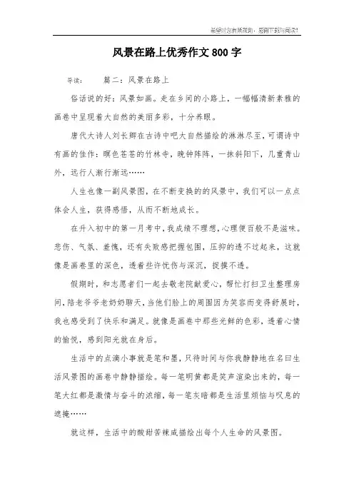 风景在路上优秀作文800字