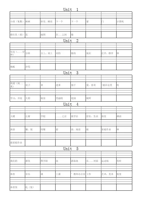 广州教科版小学四年级英语单词表上册默写强化练习复习测试