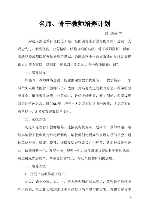 骨干教师培养计划