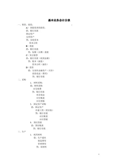 打印会计学原理_常用会计分录