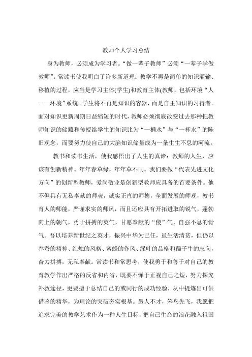 教师个人学习总结