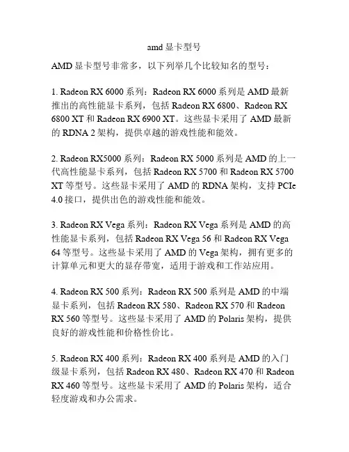 amd显卡型号