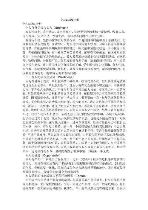 个人SWOT分析 3