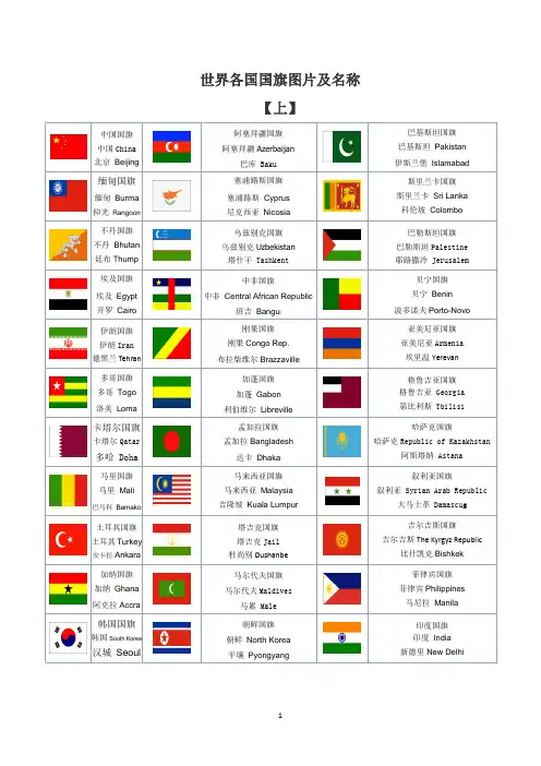 世界各国国旗图片以及国家与首都的中英文对照