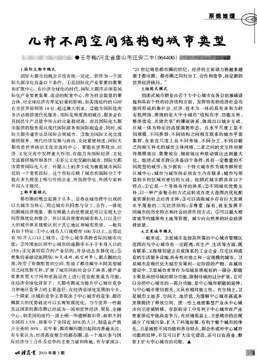 几种不同空间结构的城市类型