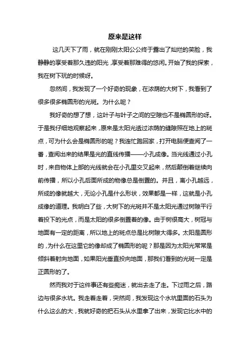 初二作文：原来是这样作文700字