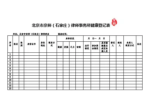 个人健康登记表