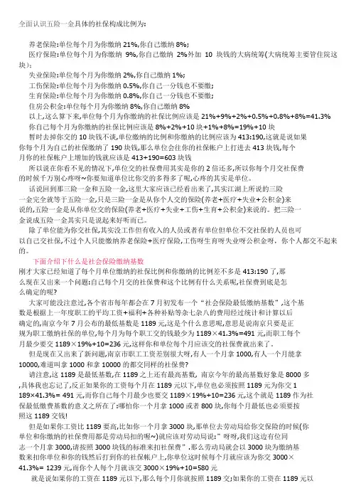 全面认识五险一金具体的社保构成比例为