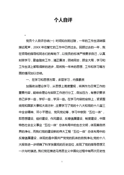个人自评