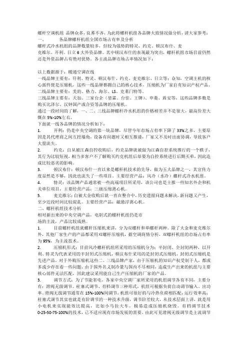 螺杆式中央空调十大品牌排名分析