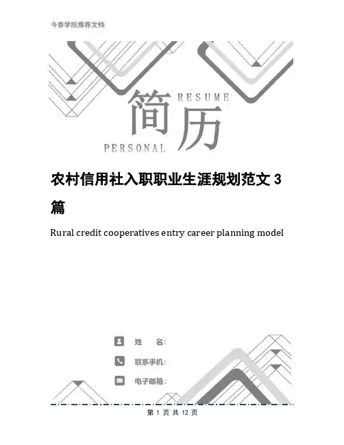 农村信用社入职职业生涯规划范文3篇
