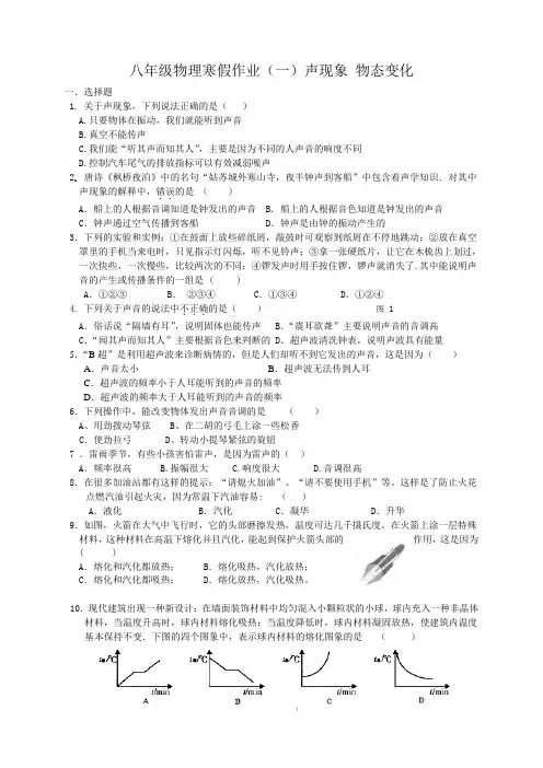 八年级物理寒假作业及答案(一)