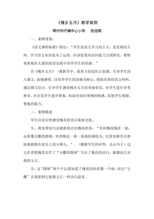 《槐乡五月》教学案例