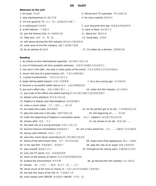 9A Unit5词组