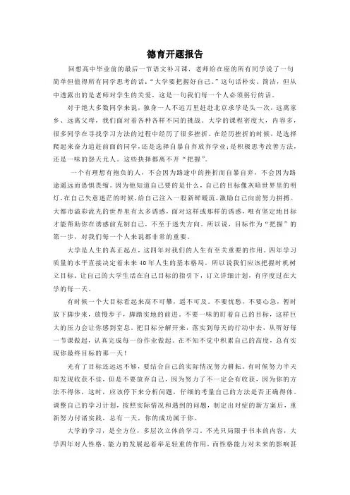 德育开题报告