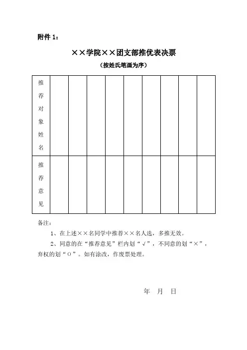 团组织推优表格(空白)