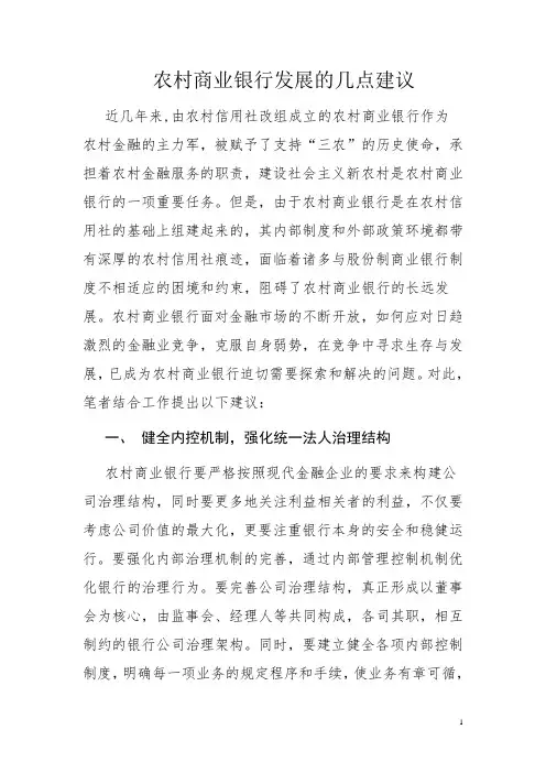农村商业银行发展建议 2