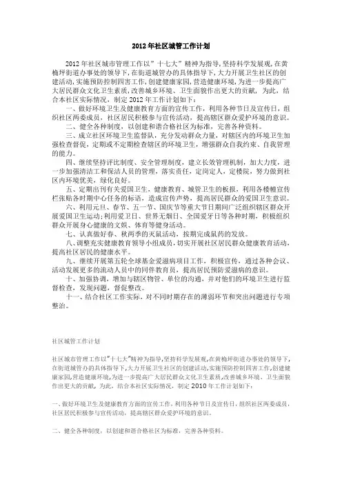城管工作计划