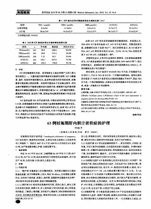 63例妊娠期肝内胆汁淤积症的护理