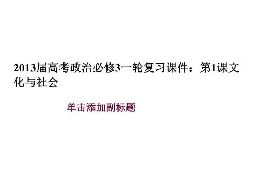 2013届高考政治必修3一轮复习课件：第1课文化与社会