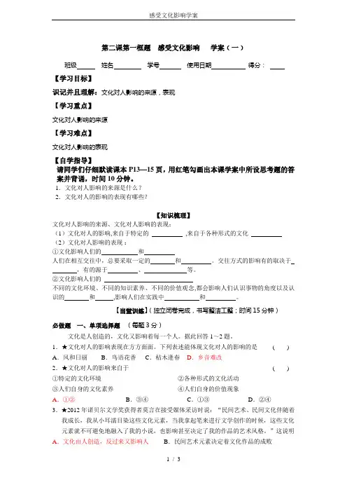 感受文化影响学案