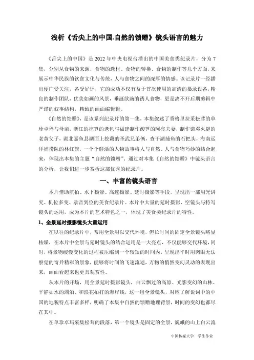 《舌尖上的中国》镜头语言分析