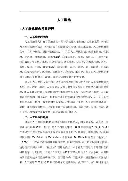 人工湿地的发展分类及机理