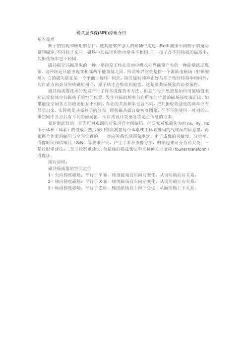 磁共振成像(MRI)原理介绍