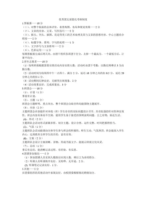 优秀团支部量化考核制度