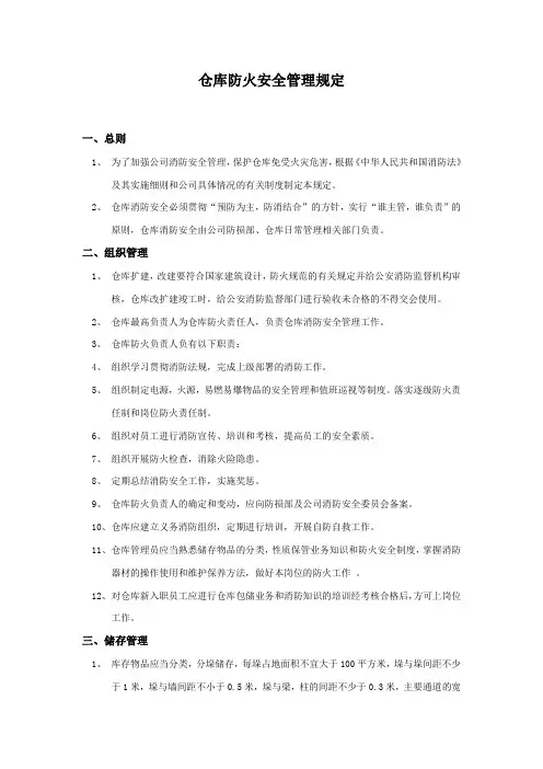 仓库防火安全管理规定