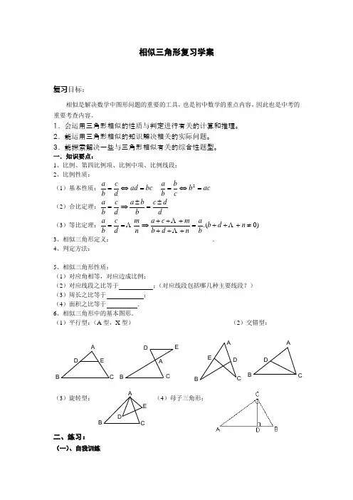 相似三角形复习学案