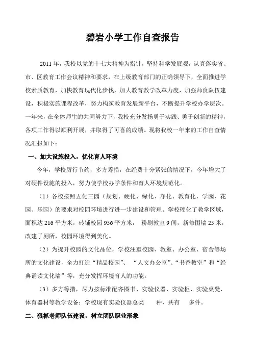 学校工作自查报告1