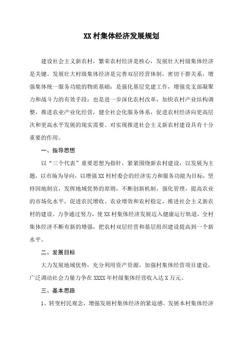 村集体经济发展规划