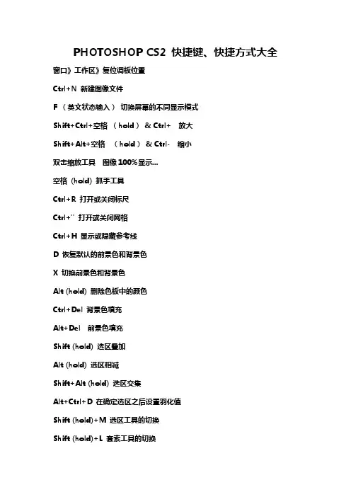 ps2快捷键