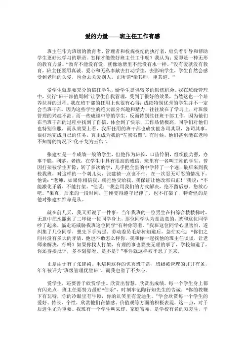 爱的力量——班主任工作有感