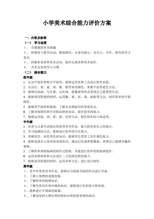 小学美术综合能力评价方案