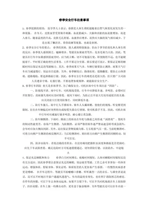 春季安全行车注意事1