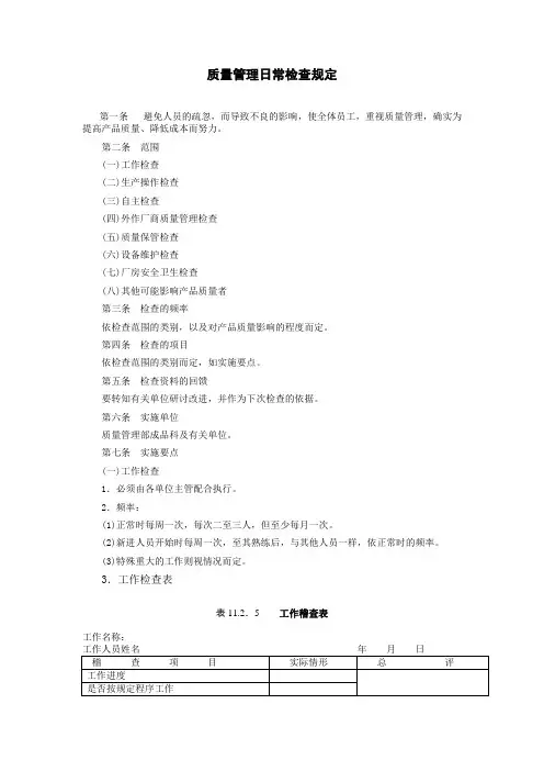 质量管理日常检查规定 2