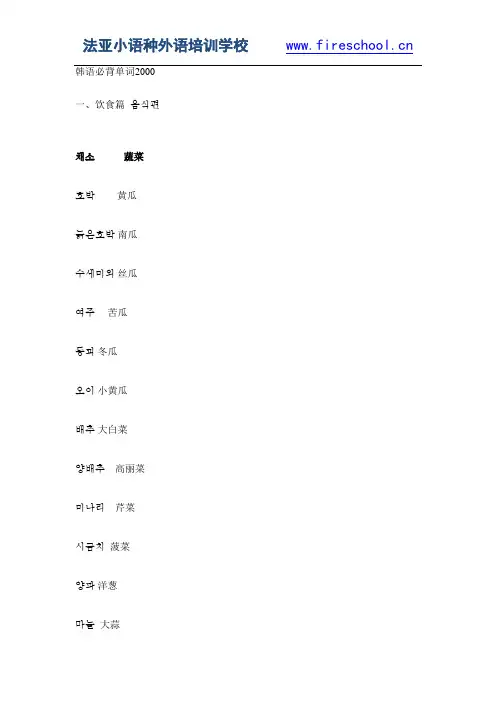 成都韩语学习：韩语必背单词2000