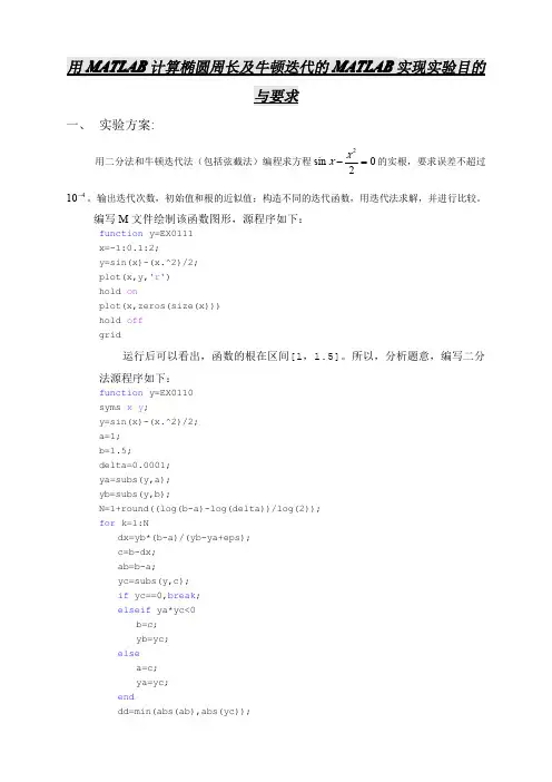 用MATLAB计算椭圆周长及牛顿迭代的MATLAB实现