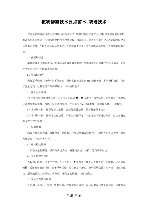 植物修剪技术要点苗木,栽培技术