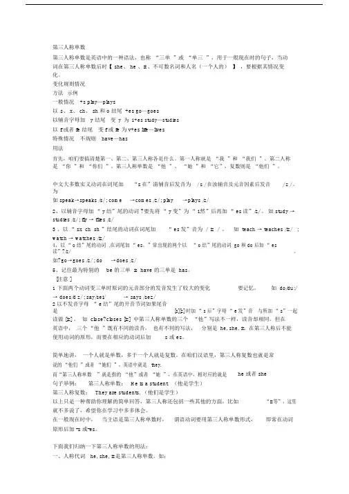 英语语法第三人称单数.doc
