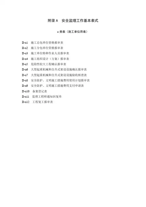 安全报审表(施工单位用表)