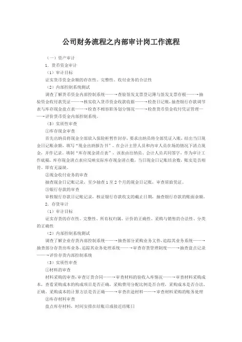 公司财务流程之内部审计岗工作流程