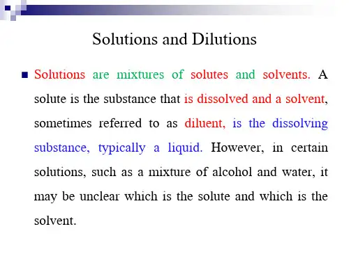 Solutions and Dilutions