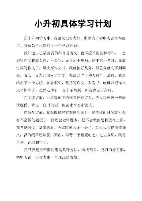 小升初具体学习计划