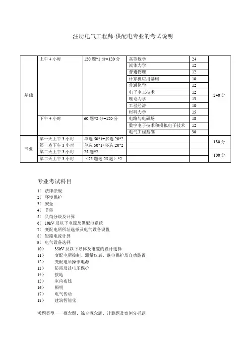 注册电气工程师考试科目明细