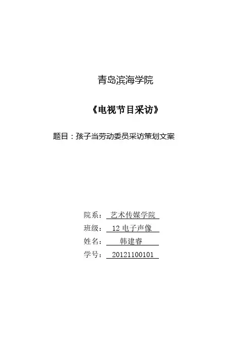 孩子当劳动委员采访策划文案