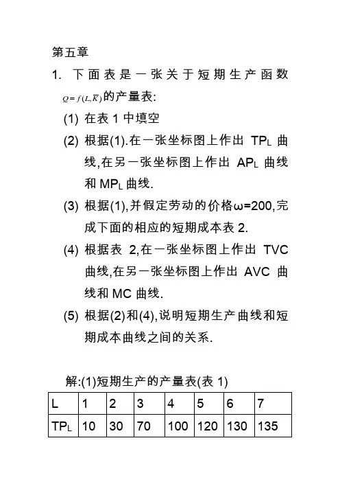 西方经济学(微观)课后习题答案5